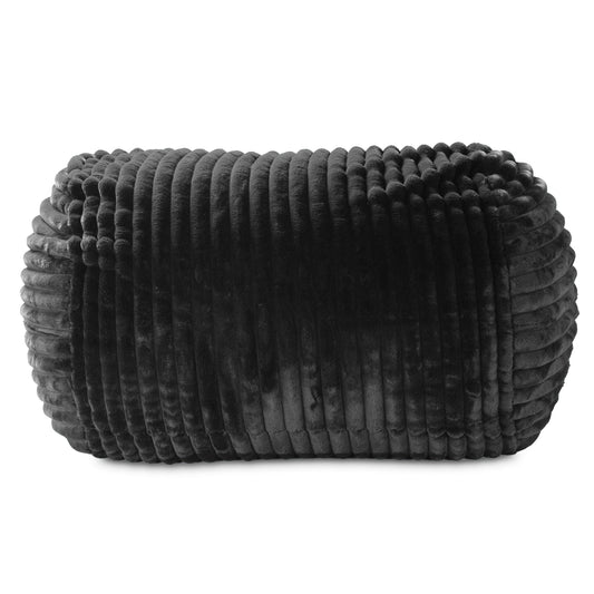 Faux Fur Ribbed Bean Bag Loveseat - 64 - Black