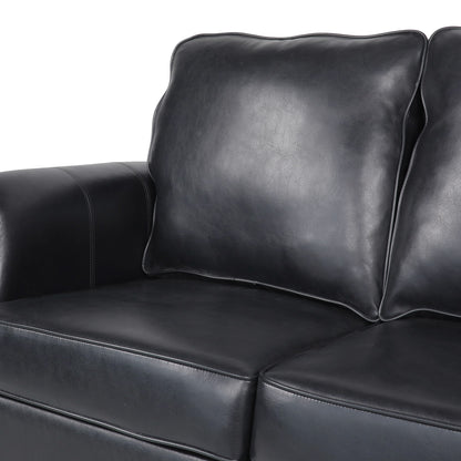Faux Leather 3-seater Sofa with Birch Wood Legs and Nailheads