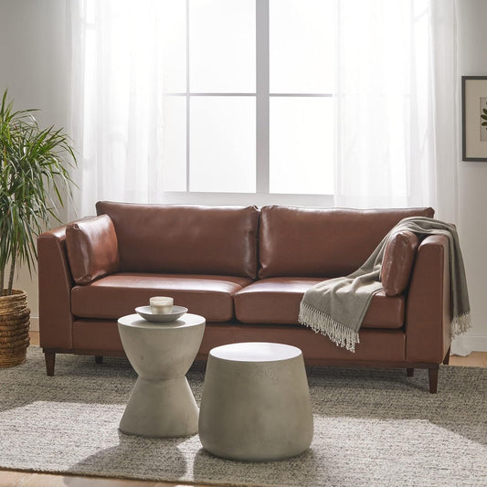 Faux Leather 3-seater Sofa with Birch Wood Legs