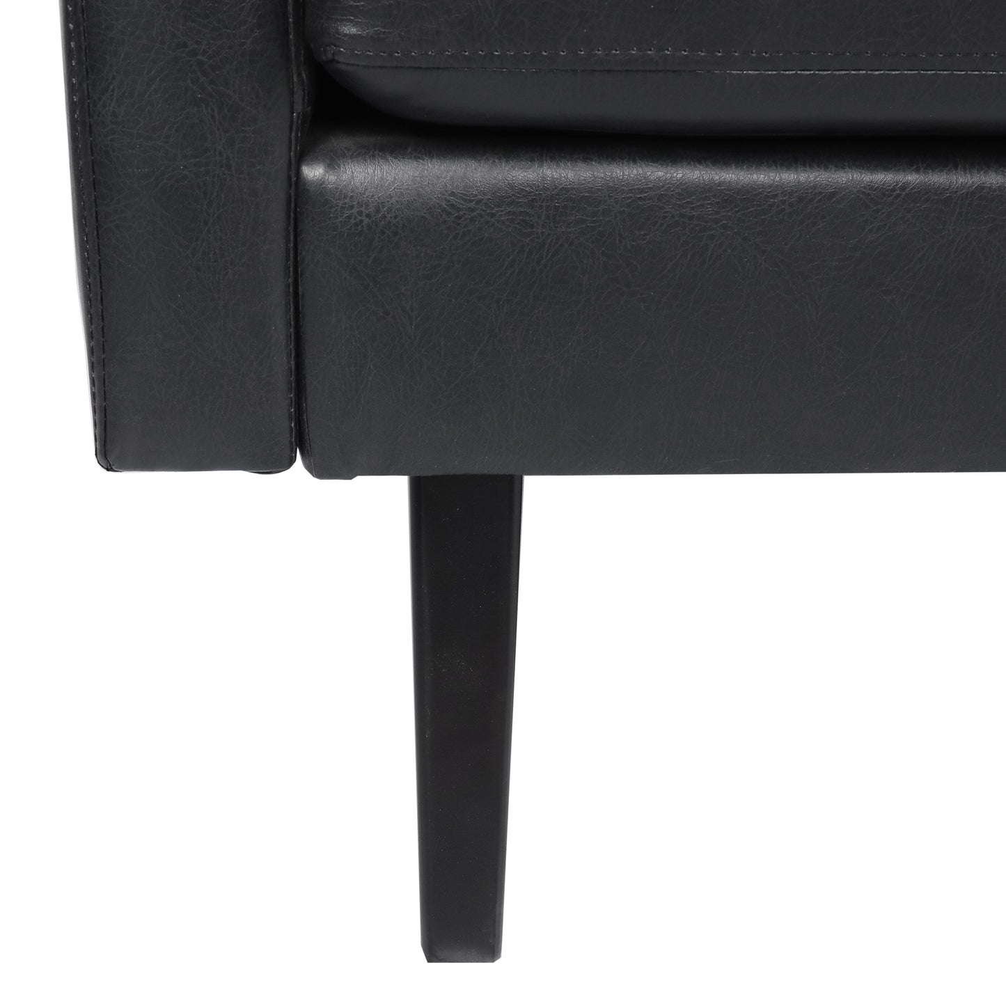 Faux Leather 3-seater Sofa with Birch Wood Legs