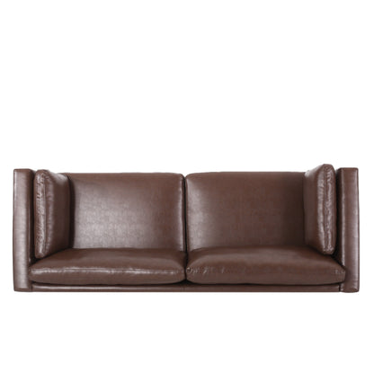 Faux Leather 3-seater Sofa with Birch Wood Legs