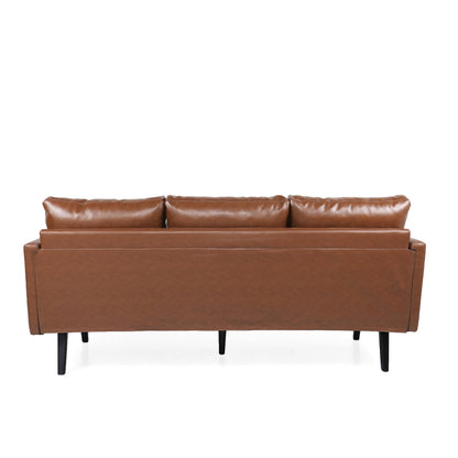 Faux Leather 3-seater Sofa with Birch Wood Legs