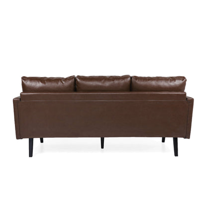 Faux Leather 3-seater Sofa with Birch Wood Legs