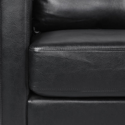 Faux Leather 3-seater Sofa with Birch Wood Legs