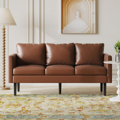 Faux Leather 3-seater Sofa with Birch Wood Legs