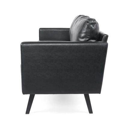 Faux Leather 3-seater Sofa with Birch Wood Legs