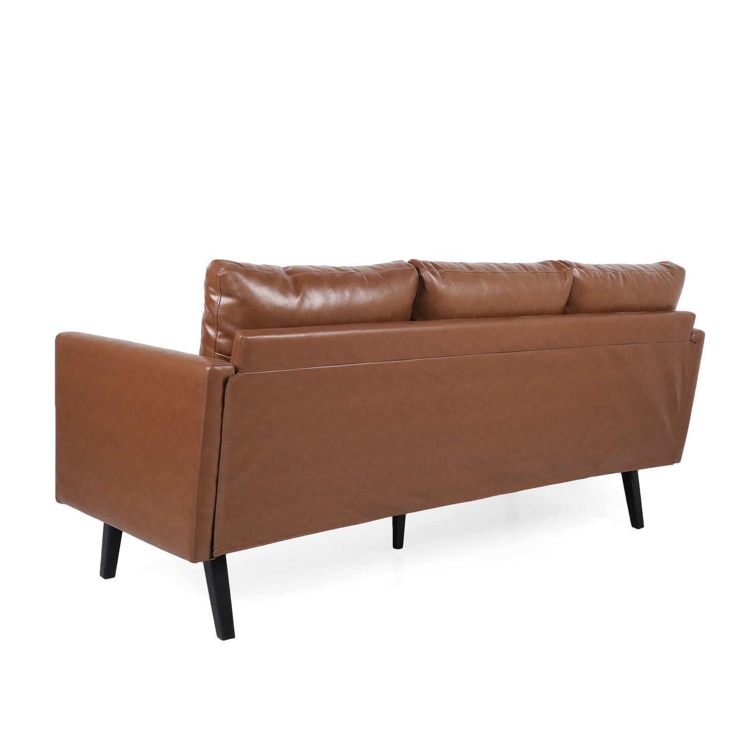 Faux Leather 3-seater Sofa with Birch Wood Legs