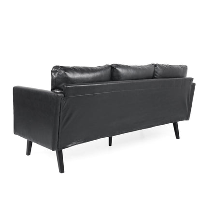 Faux Leather 3-seater Sofa with Birch Wood Legs