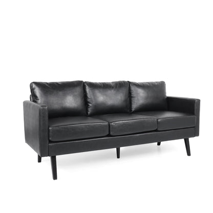Faux Leather 3-seater Sofa with Birch Wood Legs