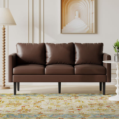 Faux Leather 3-seater Sofa with Birch Wood Legs