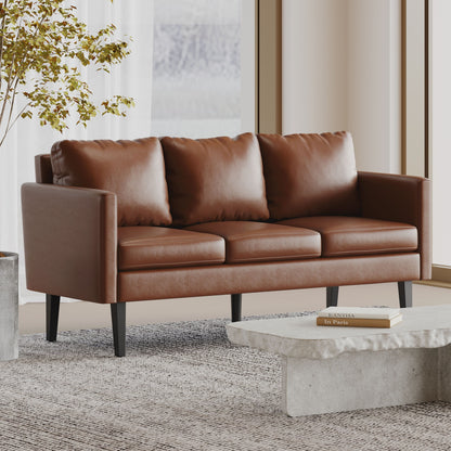 Faux Leather 3-seater Sofa with Birch Wood Legs