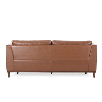 Faux Leather 3-seater Sofa with Birch Wood Legs