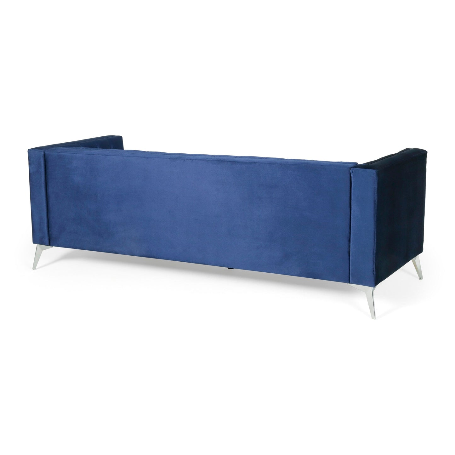 Faux Leather Button Tufted 3-seater Sofa with T-shaped Iron Legs