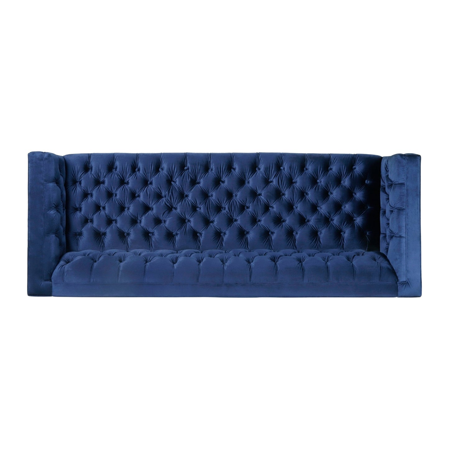 Faux Leather Button Tufted 3-seater Sofa with T-shaped Iron Legs