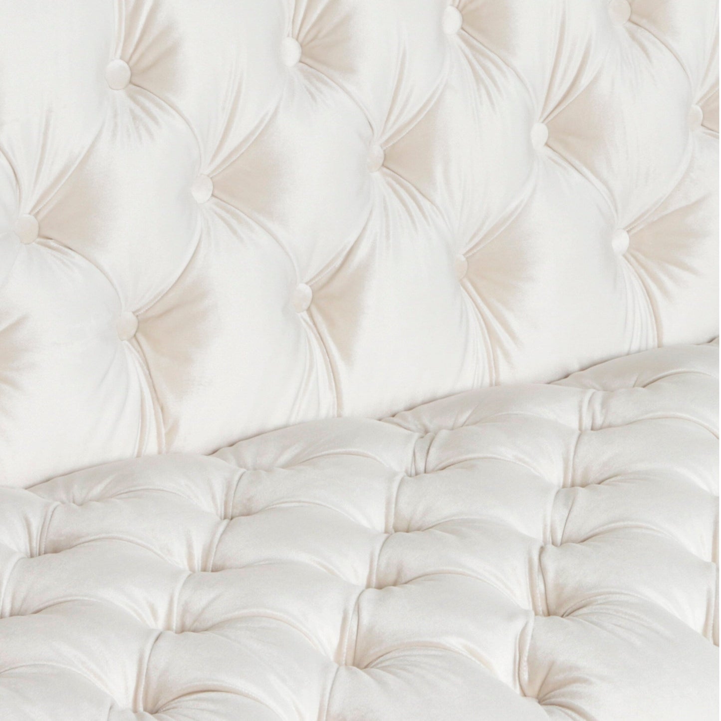 Faux Leather Button Tufted 3-seater Sofa with T-shaped Iron Legs