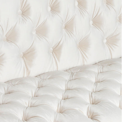 Faux Leather Button Tufted 3-seater Sofa with T-shaped Iron Legs