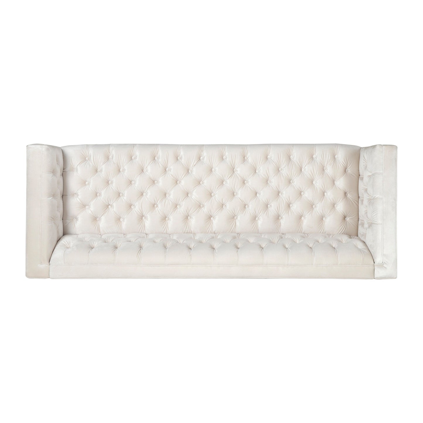 Faux Leather Button Tufted 3-seater Sofa with T-shaped Iron Legs