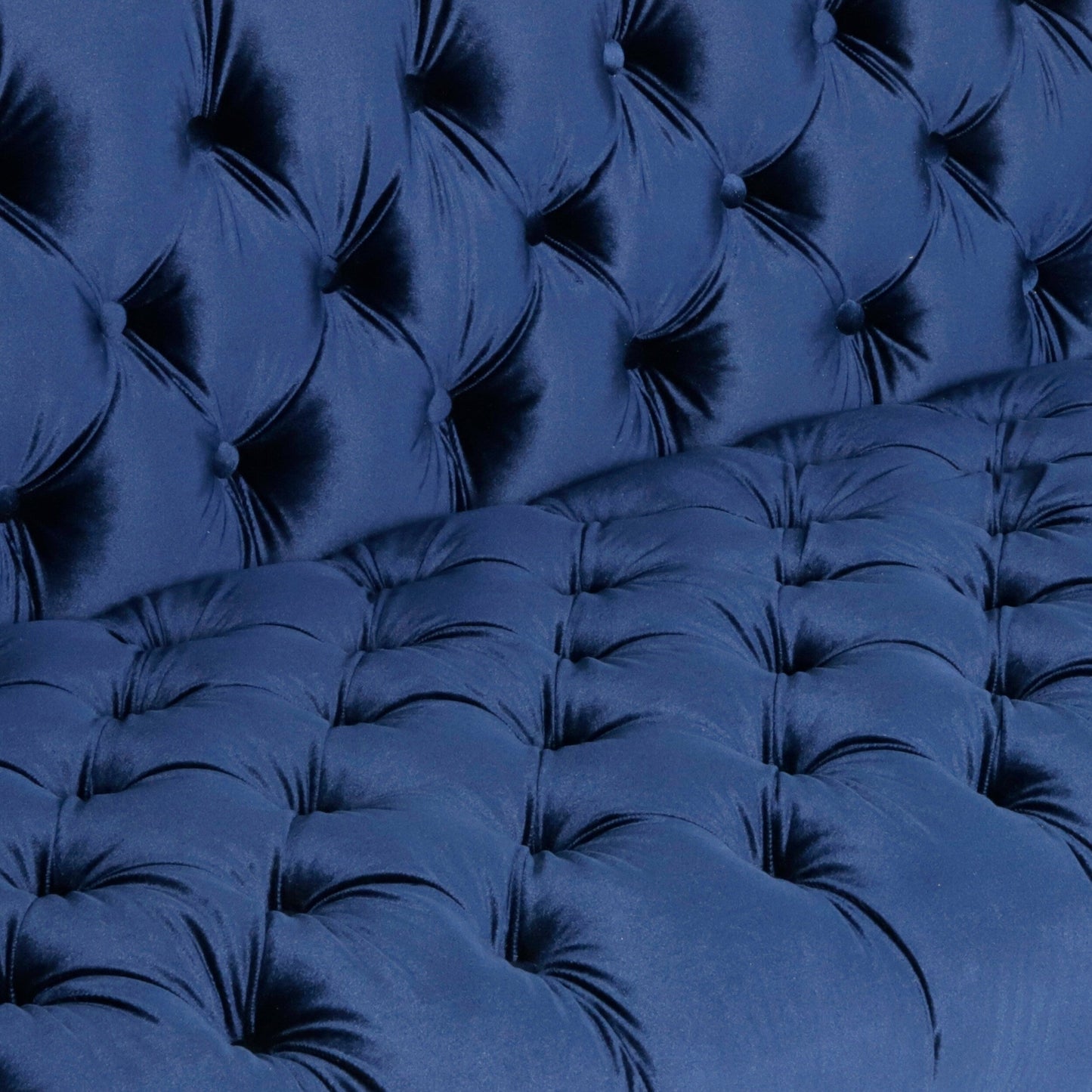Faux Leather Button Tufted 3-seater Sofa with T-shaped Iron Legs