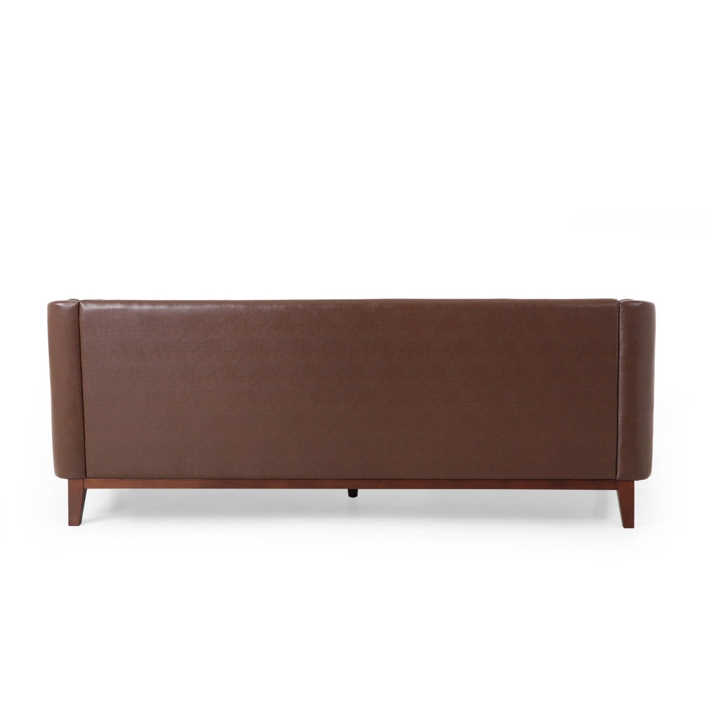 Faux Leather Button Tufted 3-seater Sofa with Wood Legs