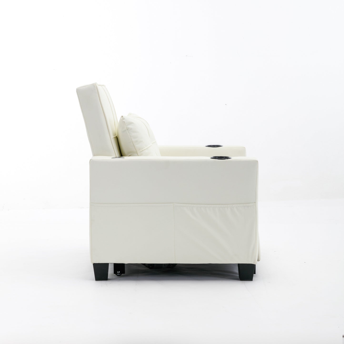 Faux Leather Convertible Sofa Bed with USB Ports