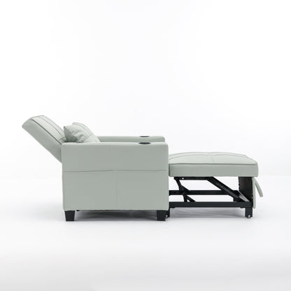 Faux Leather Convertible Sofa Bed with USB Ports