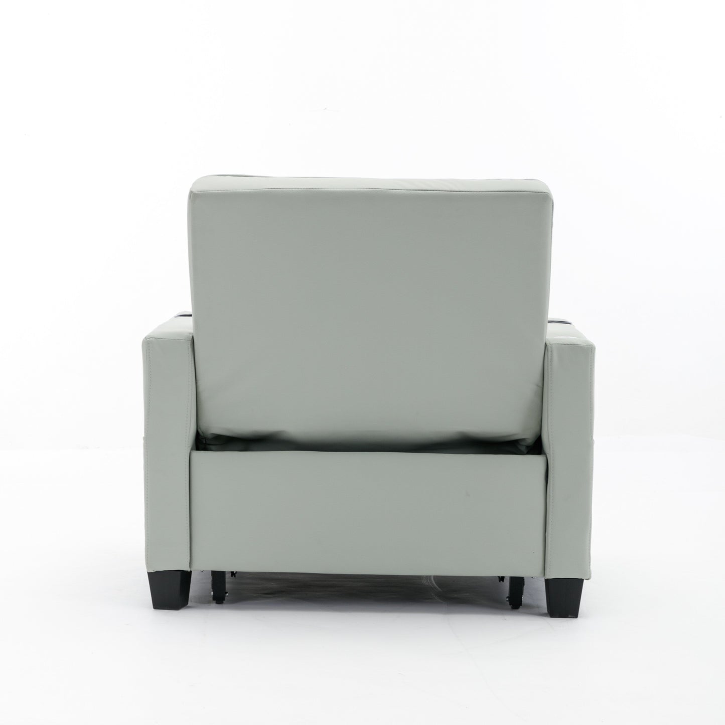 Faux Leather Convertible Sofa Bed with USB Ports