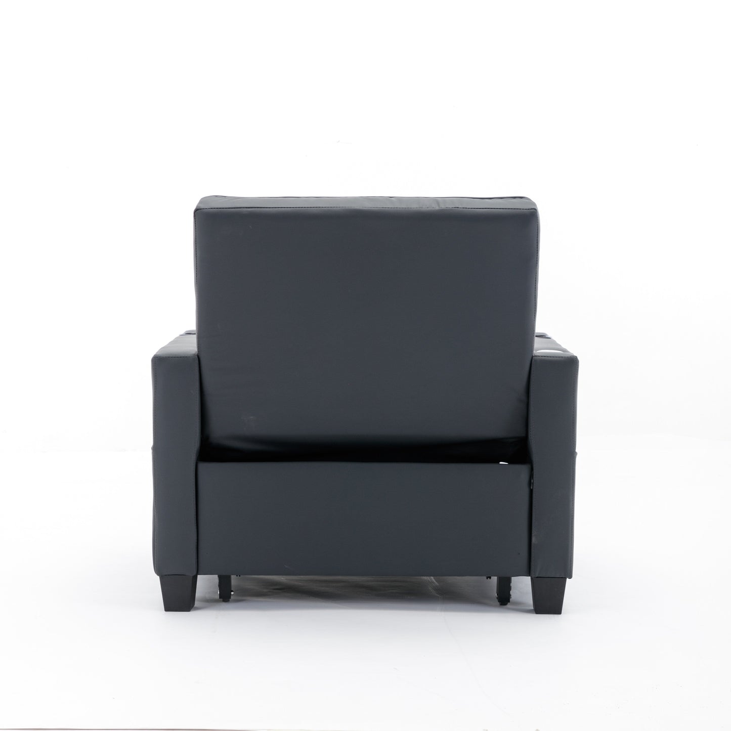Faux Leather Convertible Sofa Bed with USB Ports