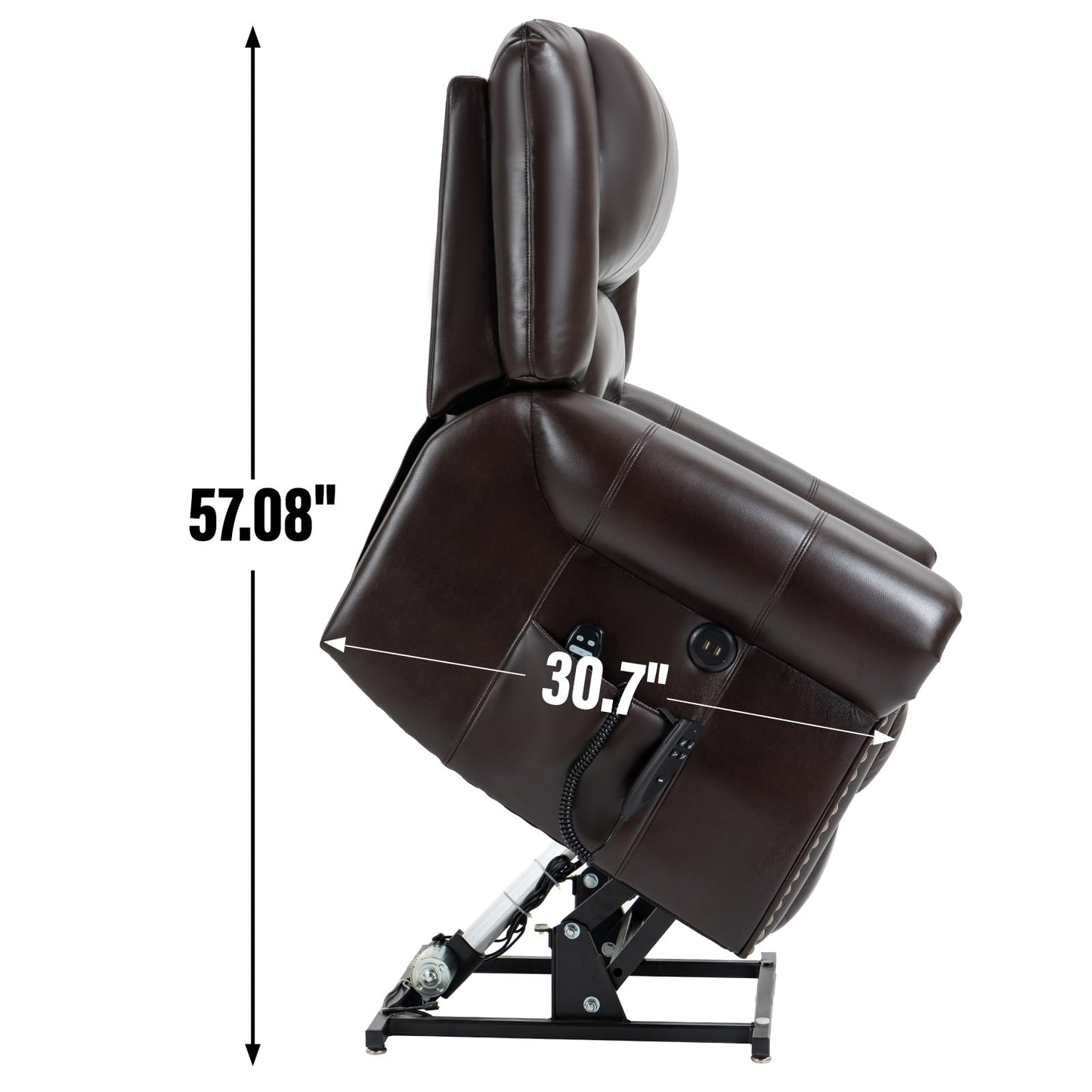 Faux Leather Dual Motor Power Lift Recliner Chair with Heat Massage, USB Ports, and Infinite Recline Positions