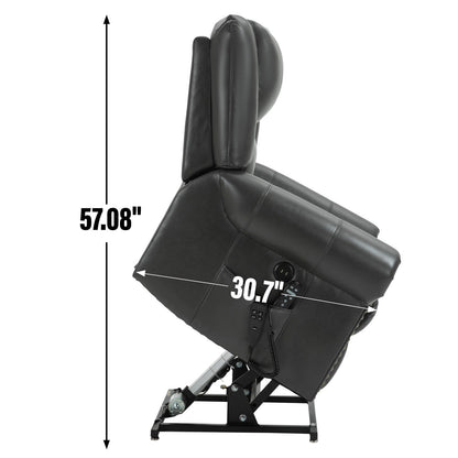 Faux Leather Dual Motor Power Lift Recliner Chair with Heat Massage, USB Ports, and Infinite Recline Positions