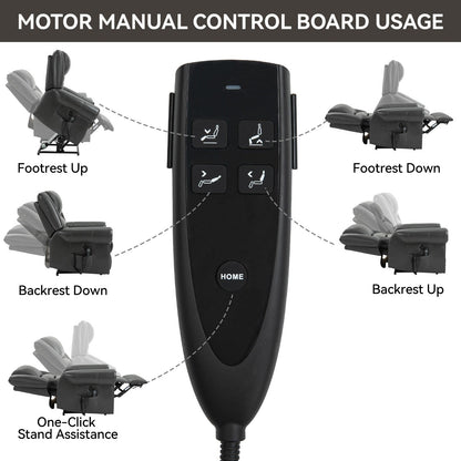 Faux Leather Dual Motor Power Lift Recliner Chair with Heat Massage, USB Ports, and Infinite Recline Positions