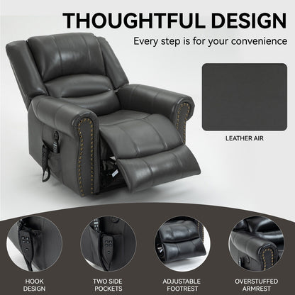 Faux Leather Dual Motor Power Lift Recliner Chair with Heat Massage, USB Ports, and Infinite Recline Positions
