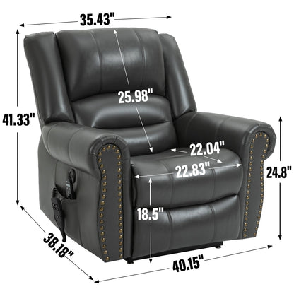 Faux Leather Dual Motor Power Lift Recliner Chair with Heat Massage, USB Ports, and Infinite Recline Positions