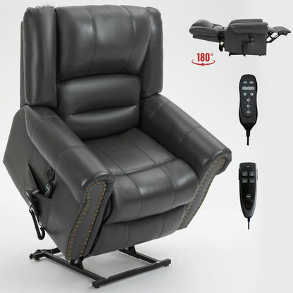 Faux Leather Dual Motor Power Lift Recliner Chair with Heat Massage, USB Ports, and Infinite Recline Positions