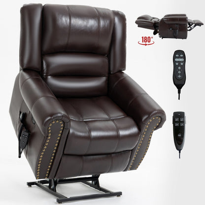 Faux Leather Dual Motor Power Lift Recliner Chair with Heat Massage, USB Ports, and Infinite Recline Positions