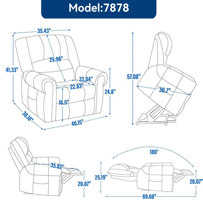 Faux Leather Dual Motor Power Lift Recliner Chair with Heat Massage, USB Ports, and Infinite Recline Positions