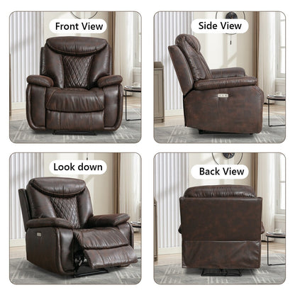 Ebello Leather Electric Power Recliner with Comfortable Footrest for Living Room