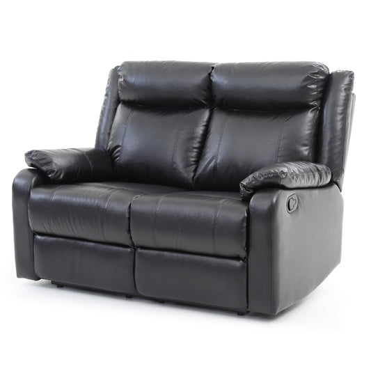 Faux leather 2-Seater Reclining Sofa - 55 - Black