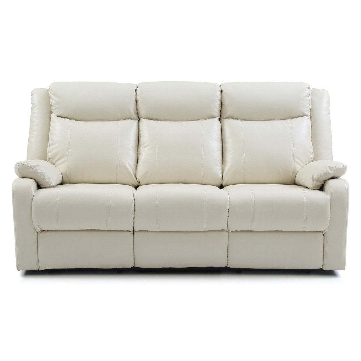 Faux leather 3-Seater Reclining Sofa with Pillow Top Arms - 76 - White
