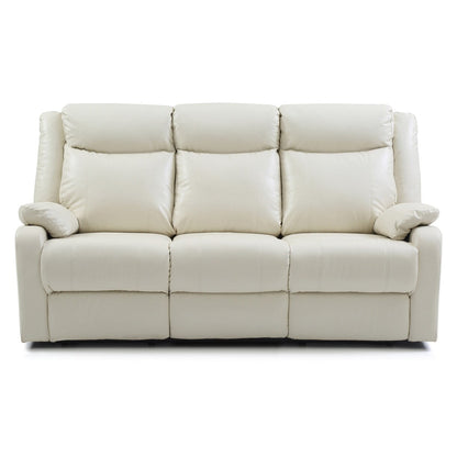 Faux leather 3-Seater Reclining Sofa with Pillow Top Arms - 76 - White