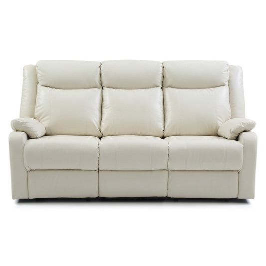 Faux leather 3-Seater Reclining Sofa with Pillow Top Arms - 76 - White