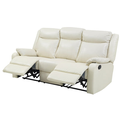Faux leather 3-Seater Reclining Sofa with Pillow Top Arms - 76 - White