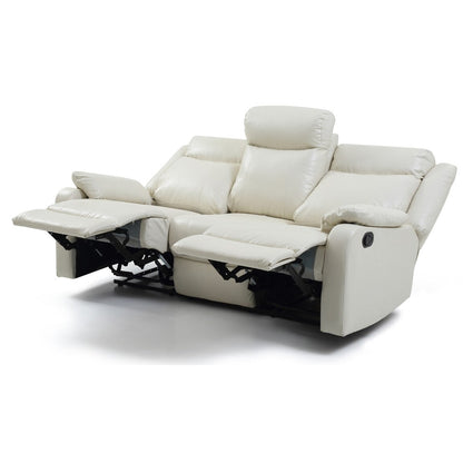 Faux leather 3-Seater Reclining Sofa with Pillow Top Arms - 76 - White