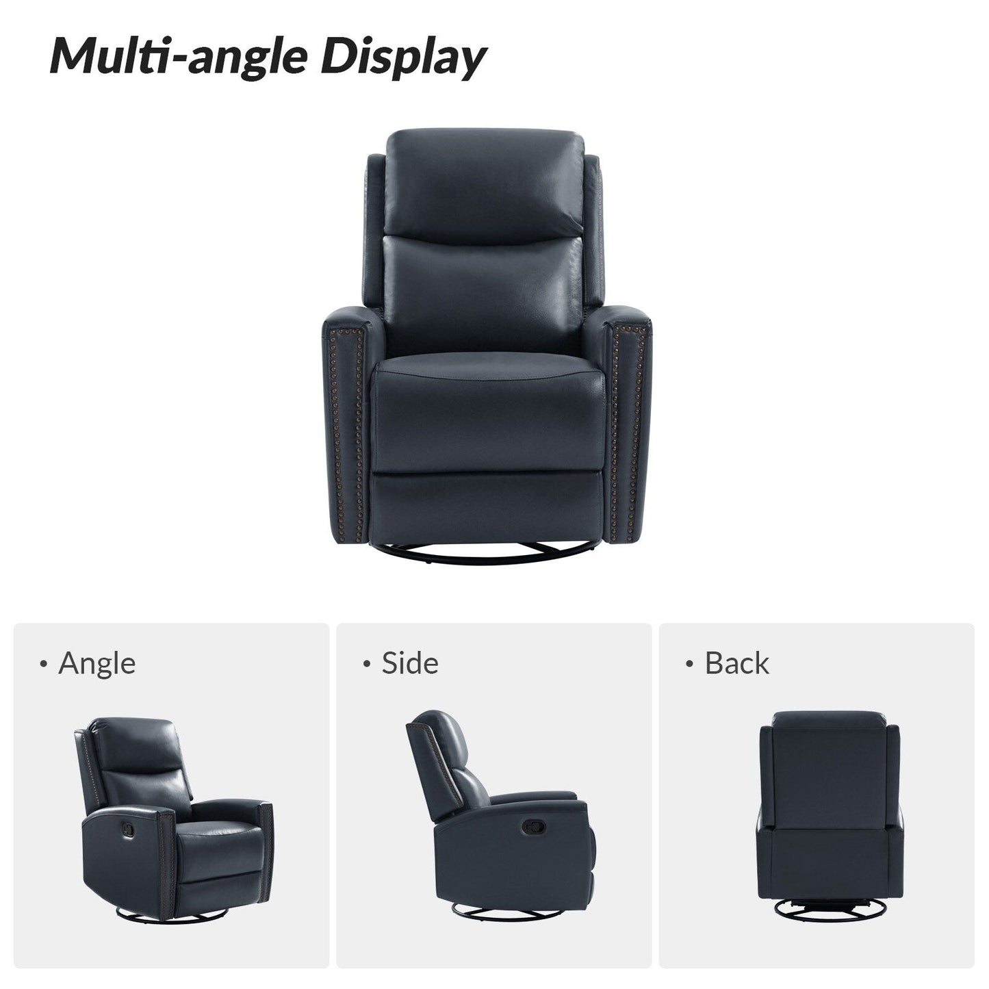 Fiacro 30.31Wide Modern Genuine Leather Wingback Swivel Rocker Recliner with Nailhead Trims, Set of 2