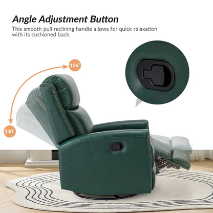 Fiacro 30.31Wide Modern Genuine Leather Wingback Swivel Rocker Recliner with Nailhead Trims, Set of 2