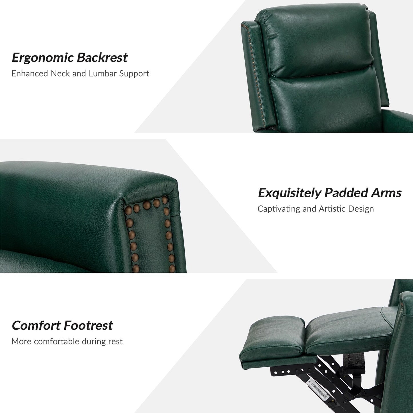 Fiacro 30.31Wide Modern Genuine Leather Wingback Swivel Rocker Recliner with Nailhead Trims, Set of 2