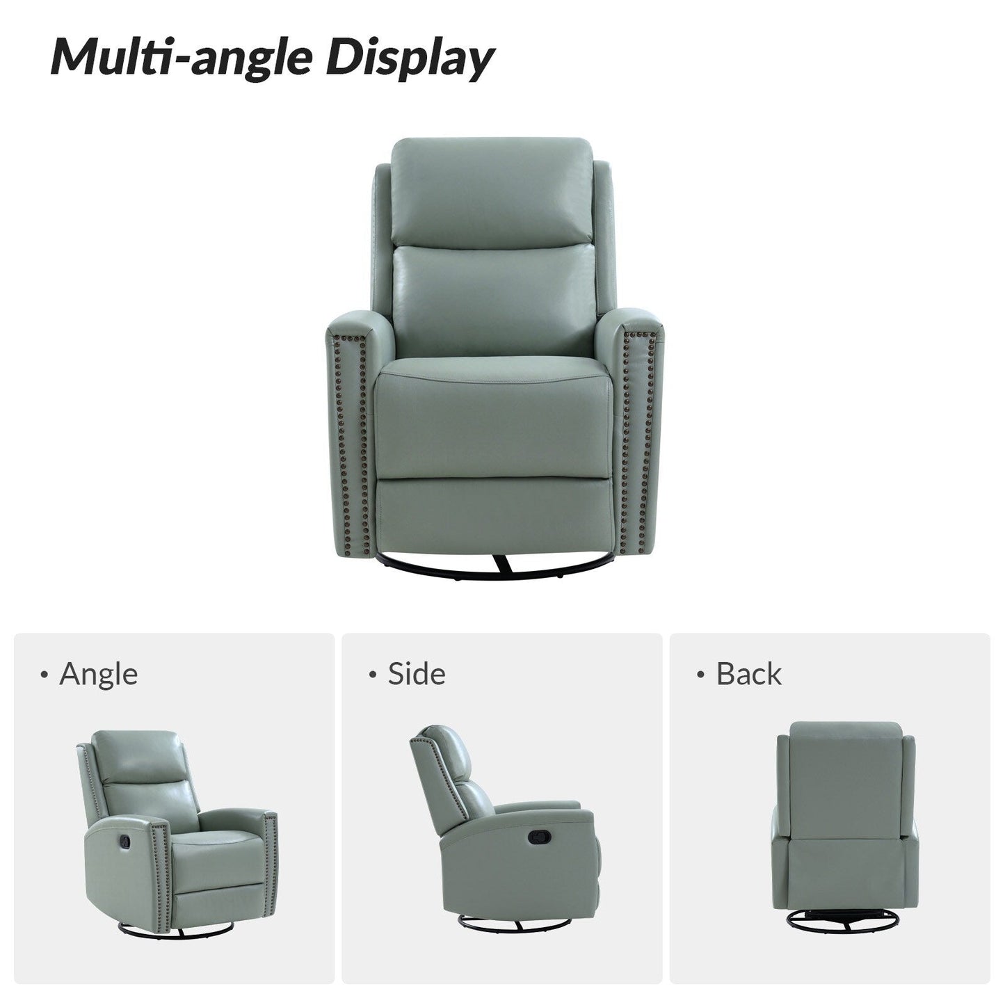 Fiacro 30.31Wide Modern Genuine Leather Wingback Swivel Rocker Recliner with Nailhead Trims, Set of 2