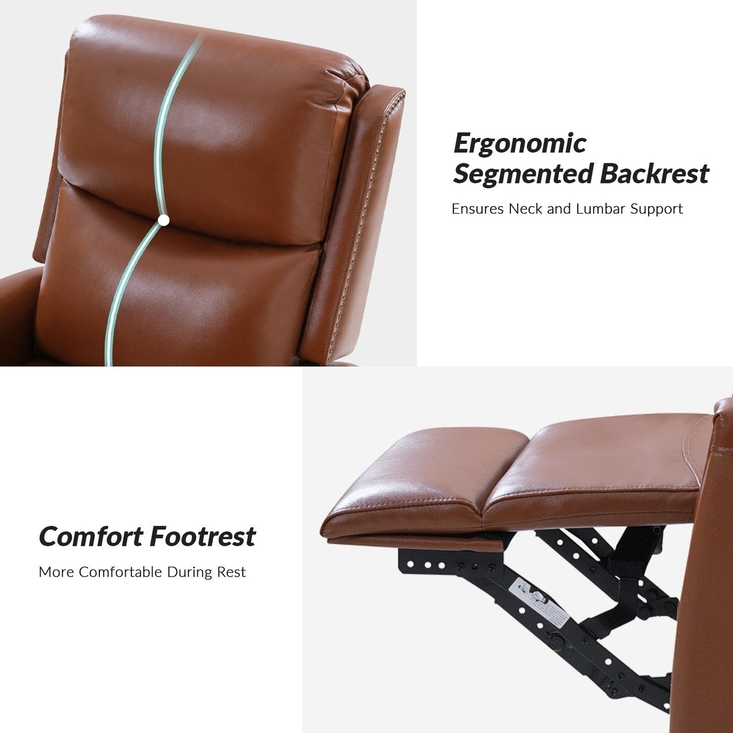 Fiacro 30.31Wide Modern Genuine Leather Wingback Swivel Rocker Recliner with Nailhead Trims, Set of 2
