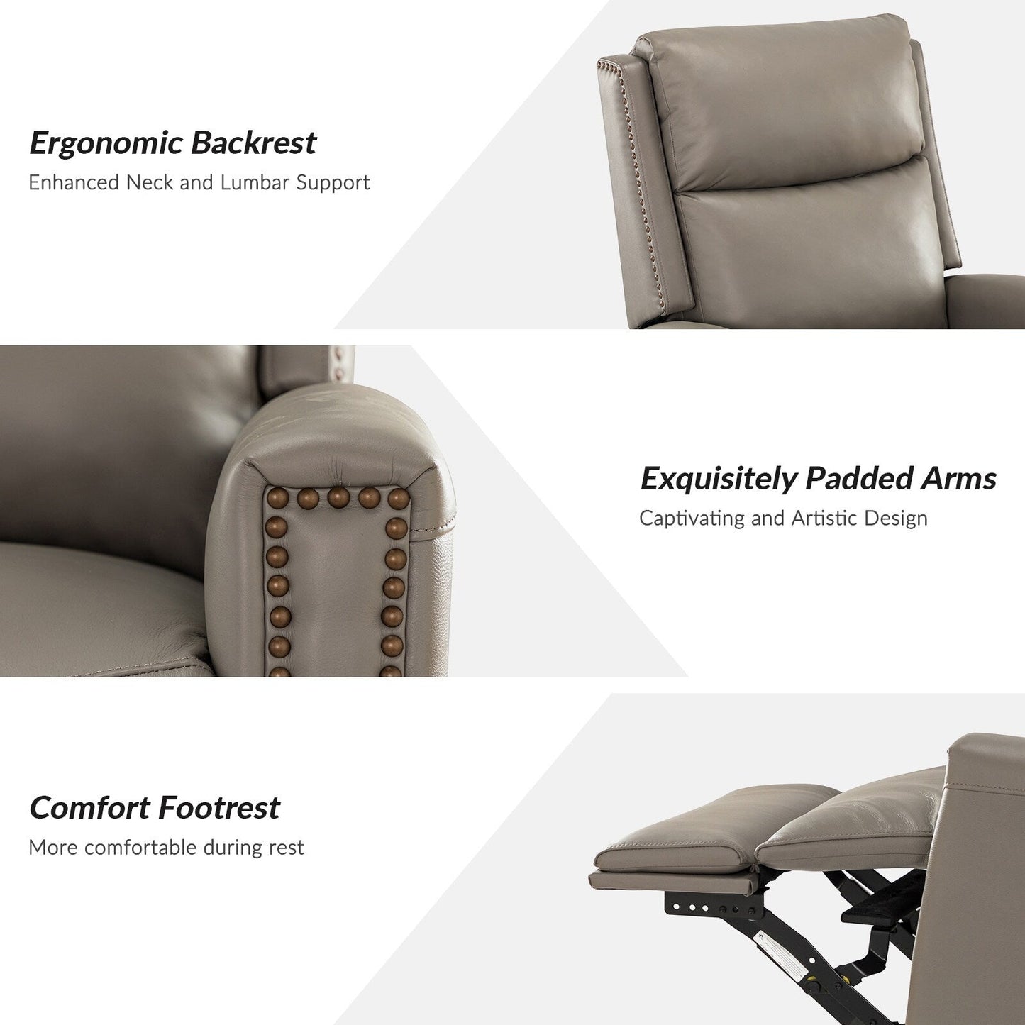 Fiacro 30.31Wide Modern Genuine Leather Wingback Swivel Rocker Recliner with Nailhead Trims, Set of 2