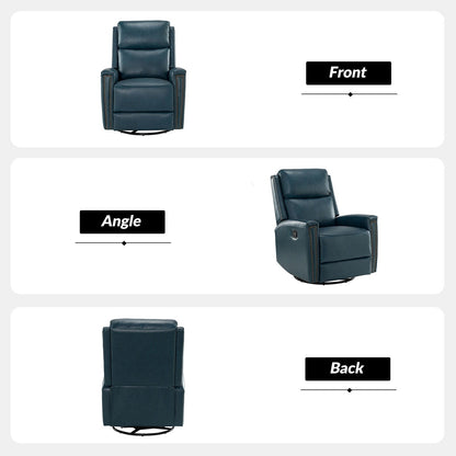 Fiacro 30.31Wide Modern Genuine Leather Wingback Swivel Rocker Recliner with Nailhead Trims
