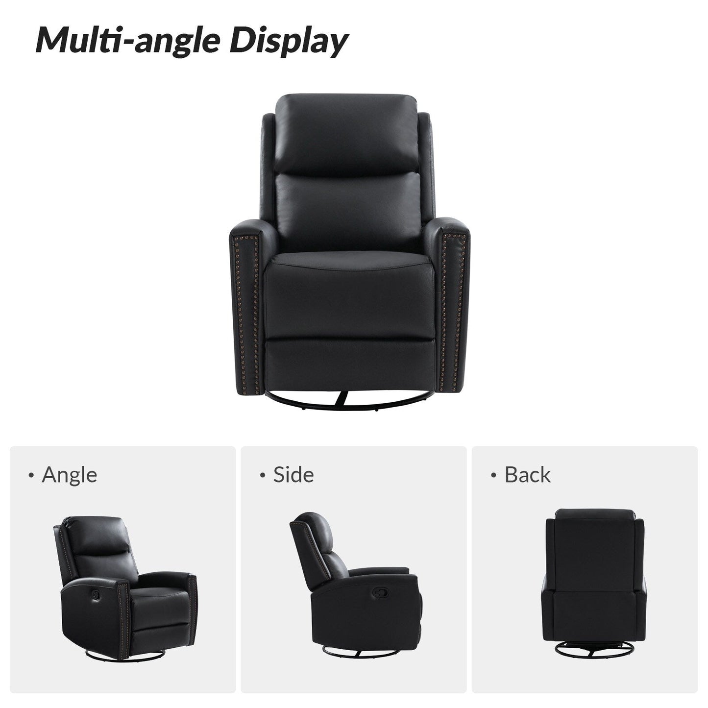 Fiacro 30.31Wide Modern Genuine Leather Wingback Swivel Rocker Recliner with Nailhead Trims